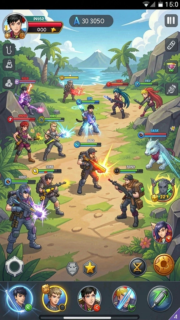 Tampilan utama game dengan karakter yang beraksi.