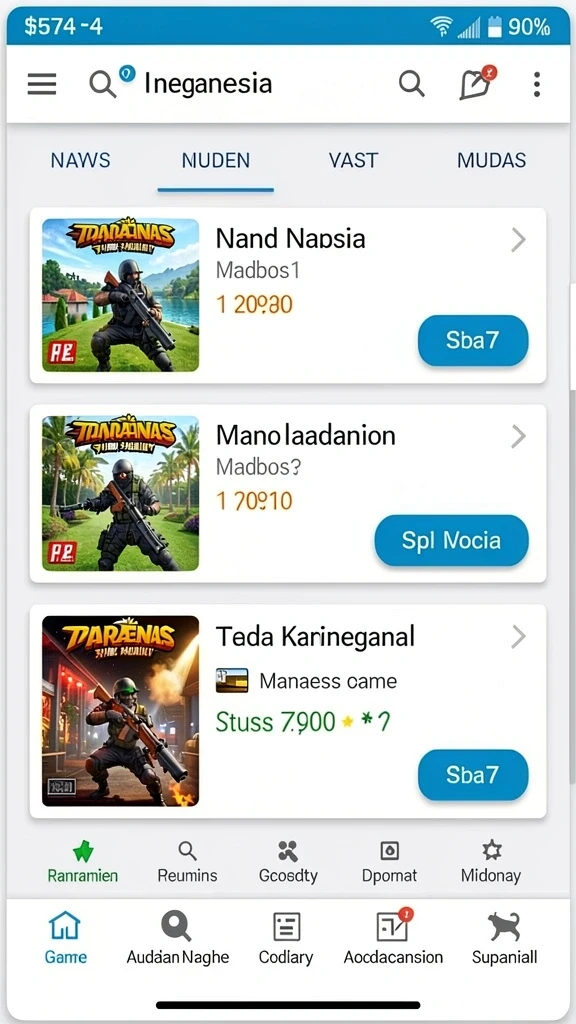 Tangkapan layar menunjukkan berbagai senjata yang dapat digunakan pemain.